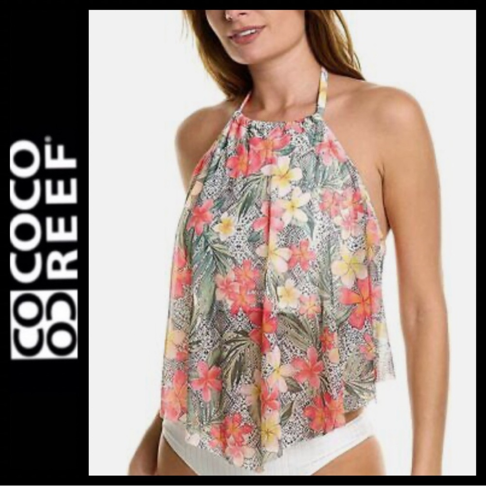 NWOT Coco Reef Aura Mesh Bra-Sized Ubderwire Halter Tankini Top